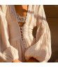 European Station ins New French Vintage V-Neck Long Dress Waist Fold Loose Temperament Long Sleeve Autumn Dress Autumn 