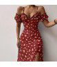 5 colors and 5 sizes in stock Amazon foreign trade women's new sexy slim skirt floral French suspender dress