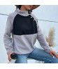  independent station cross-border European and American foreign trade fashion women's new color-blocking long-sleeved semi-high collar plush sweater women