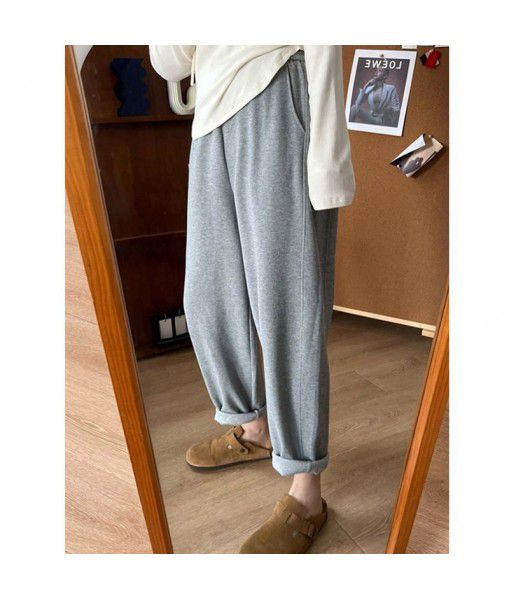  Spring and Autumn New Fashion Large Thickened Straight Casual Pants Female Fat Sister mm Loose Slim Haren Pants