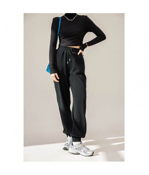  new leggings sportswear women's spring and summer high-waisted Korean jazz dance nine-quarter pants cotton drawstring casual pants women