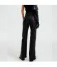  Autumn and Winter New Black PU Leather Casual Pants Women's High Waist Brushed Zipper Side Split Straight Pants Casual Versatile