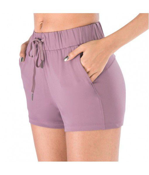 Cross-border popular Amazon LULU yoga pants loose drawcord running fitness quick-drying sports shorts wholesale in stock