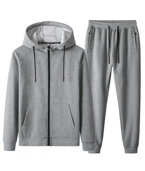 Spring and autumn sports suit men's pure cotton sweater two-piece youth fashion trend hooded cardigan team uniform 