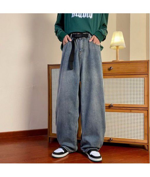 American Vintage Jeans High Street Men's Fall Loose Straight Leg Wide Leg Pants Japanese Ins Washed Tidal Floor Pants