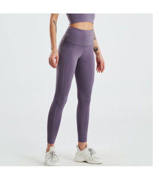 fitness pants women's high waist and hip lifting elastic seamless peach European size cross-border sports tights yoga pants