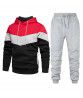  foreign trade men's sports suit fashion casual spring and autumn patchwork hooded sweater pants two-piece set 