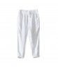 8104 spring and summer simple pure color straight trousers men's lacing casual pants linen breathable trousers men's one generation
