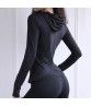  new sports top women's yoga suit long-sleeved sports fitness T-shirt back fitness suit hoodie