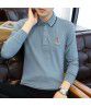  cotton father long-sleeved t-shirt men's autumn loose casual bottom shirt middle-aged polo shirt autumn clothes