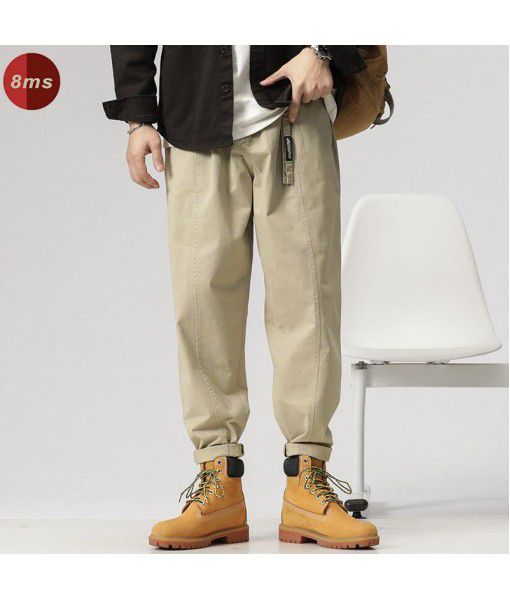 8ms American Spring and Autumn New Heavy Straight Sweatpants Men's Pure Cotton Non-iron Profiled Workwear Men's Casual Pants