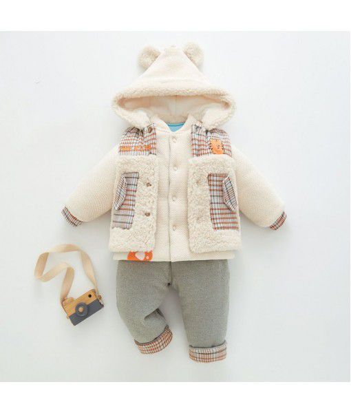 1-2 year old baby winter split suit baby thickened outdoor clothes boy foreign style jacket jacket jacket new 3